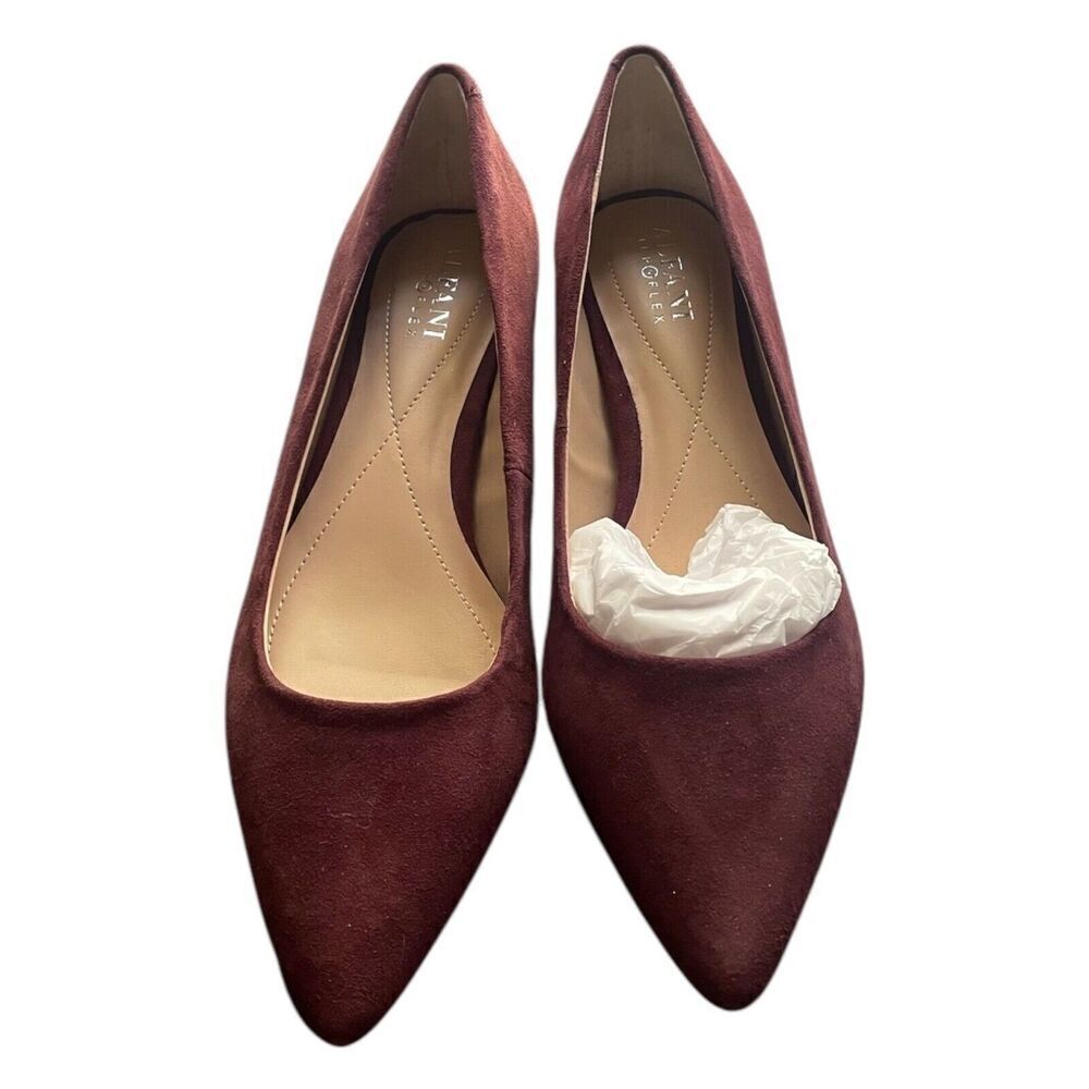 Alfani Step N Flex Cashh Women Pointed Toe Pump Heel Dark Berry Suede Sz 6M